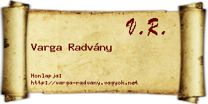 Varga Radvány névjegykártya